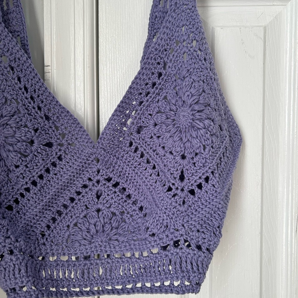Handmade! Purple Crochet Knit Tank Top - Picture 3 of 5